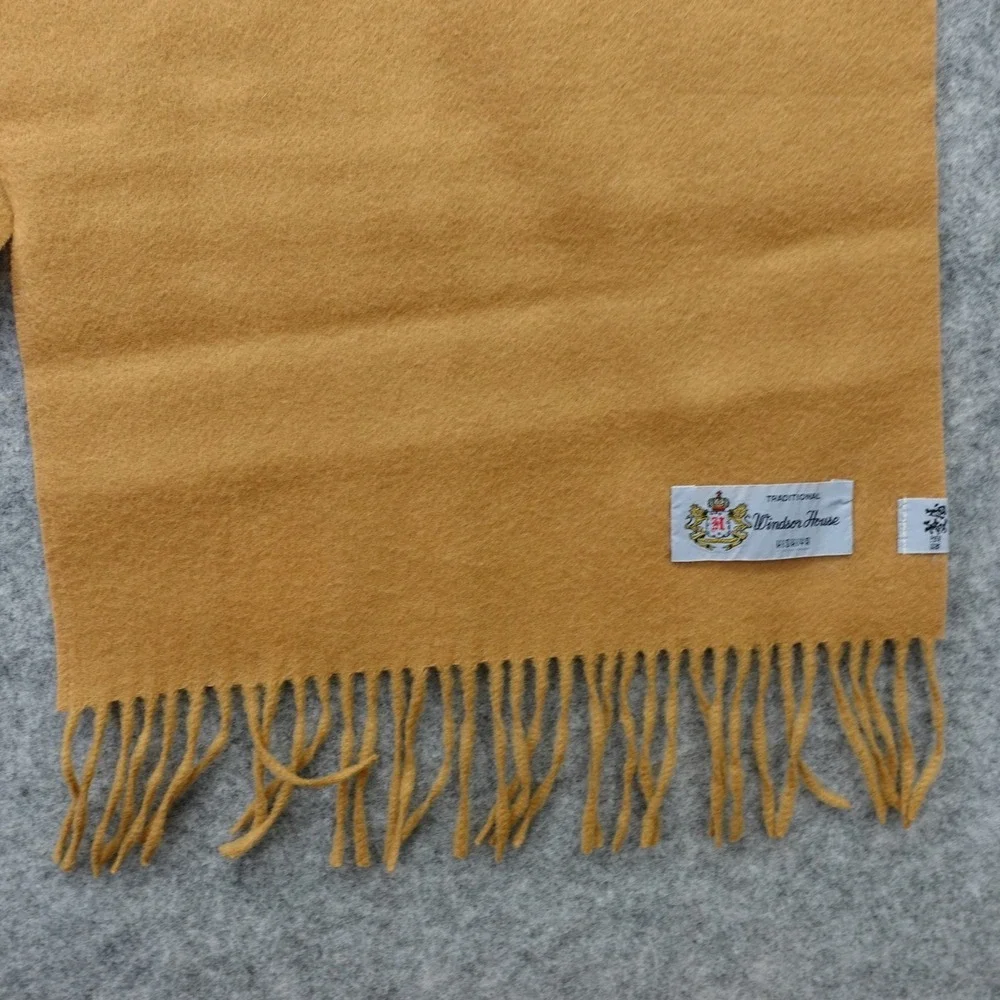 Camel Tan Wool Scarf Mens Winter Fringe Muffler TRADITIONAL WINDSOR HOUSE 12x50